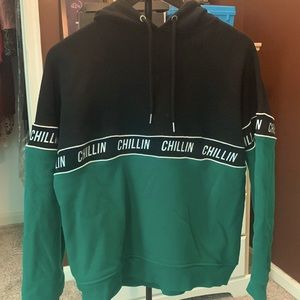 Chillin green and black hoodie